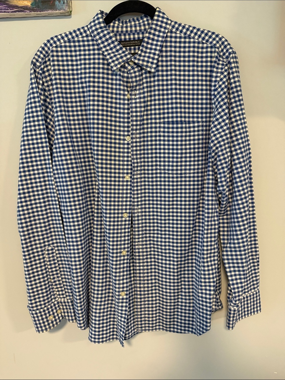 Banana Republic Blue and White Gingham Button-Down Shirt NWOT